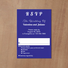 RSVP de casamento azul escuro minimalista em retra