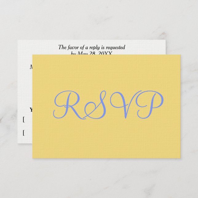 RSVP de Casamento Azul Mellow (Frente/Verso)