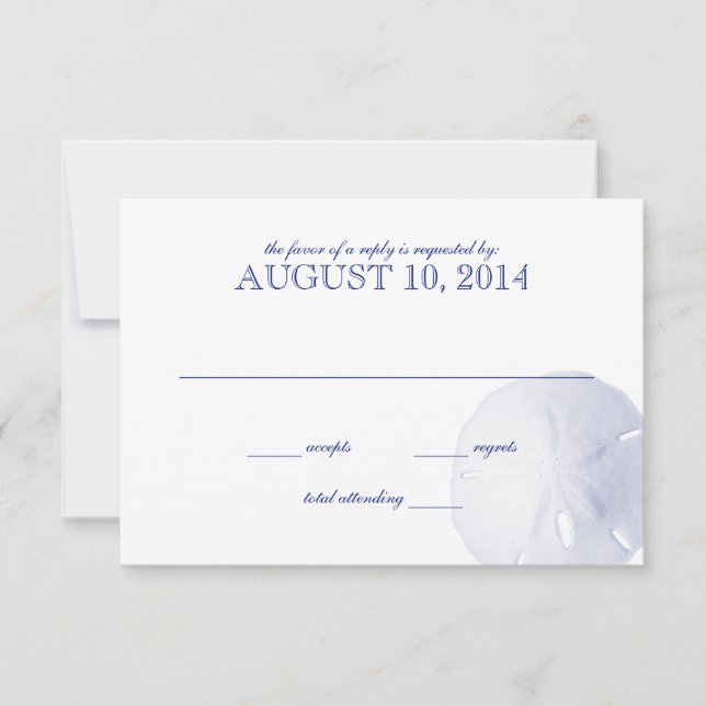 RSVP de Casamento Azul Real do Dólar da areia (Frente)