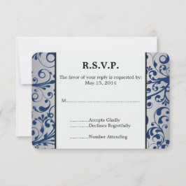 RSVP de Casamento Azul Silver