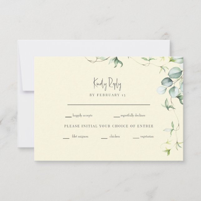 RSVP de Casamento Botânico Amarelo (Frente)
