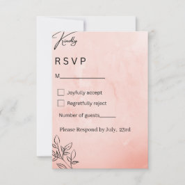 RSVP de Casamento Botânico de Pêssego Minimalista