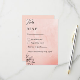 RSVP de Casamento Botânico de Pêssego Minimalista