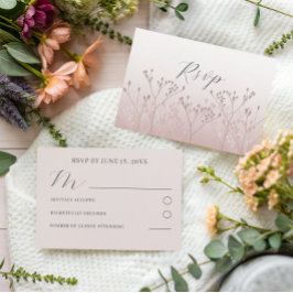 RSVP de casamento botânico em dourado rosa moderno