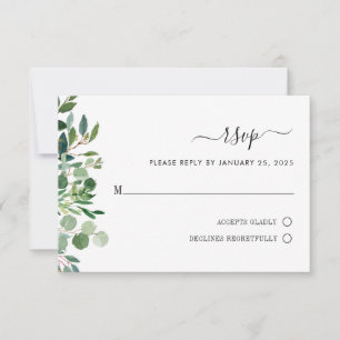 RSVP de Casamento Botânico Simples Eucalyptus Gree