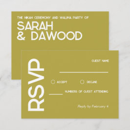 RSVP de Casamento Branca de Mão Muçulmana Minimali