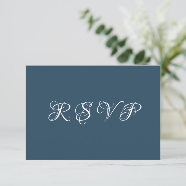 RSVP de Casamento Branca e Teal Moderno Simples (Em pé/Frente)