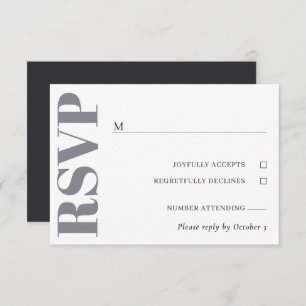 RSVP de Casamento Branco da cinza