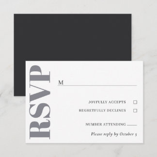 RSVP de Casamento Branco da cinza