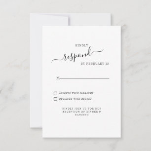 RSVP de Casamento Branco de Swash Simples