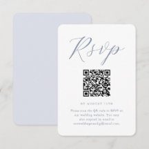 RSVP de Casamento Branco e Azul Chic com Código QR