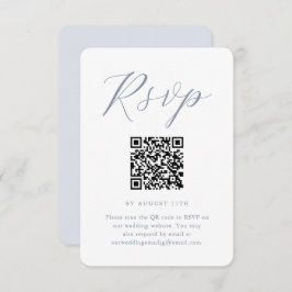 RSVP de Casamento Branco e Azul Chic com Código QR