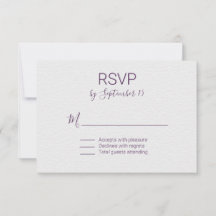RSVP de Casamento Branco e Violet
