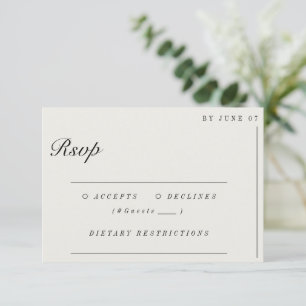 RSVP de Casamento Branco Ecru Minimalista de Dinhe