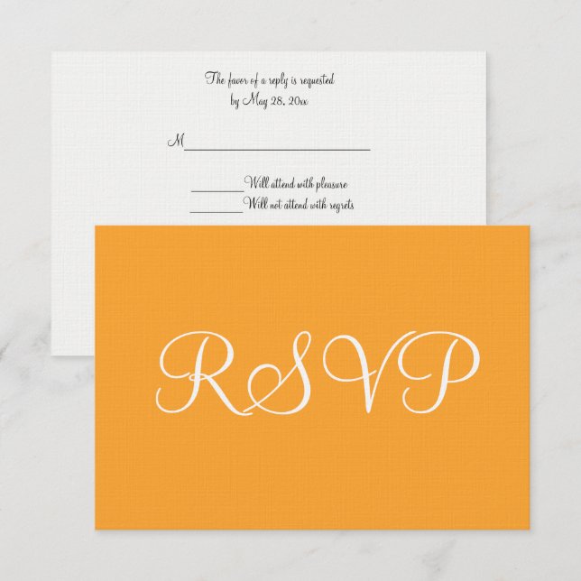 RSVP de Casamento Branco Laranja (Frente/Verso)