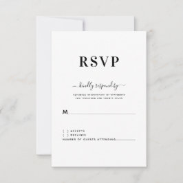 RSVP de Casamento Branco Negro Simples Moderno