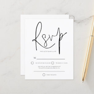 RSVP de Casamento Branco Preto Simples de Orçamen
