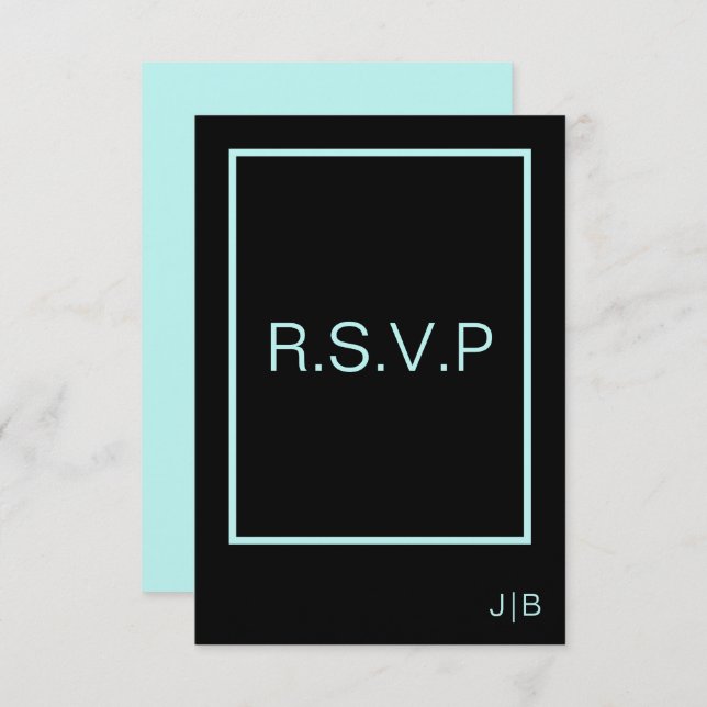 RSVP de Casamento, CARTÃO preto e branco (Frente/Verso)