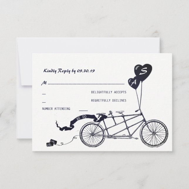 RSVP de Casamento Casual Romântico da Bicicleta Ta (Frente)