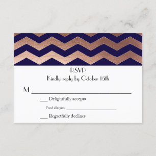 RSVP de Casamento Chevron Dourado Bilíngue