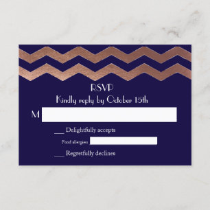 RSVP de Casamento Chevron Dourado Bilíngue