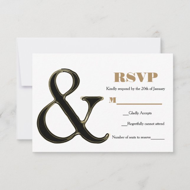 RSVP de Casamento Chic Moderno da Ampersand Dourad (Frente)