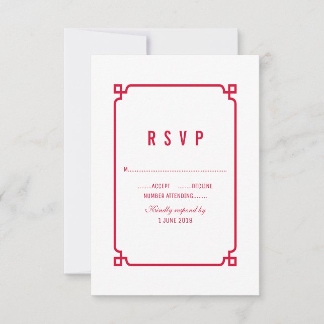 RSVP de Casamento Chic Red Deco (Frente)