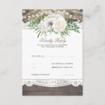 RSVP de Casamento Chic Russo Floral Branco