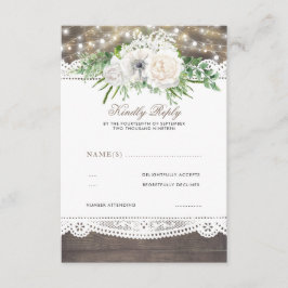 RSVP de Casamento Chic Russo Floral Branco