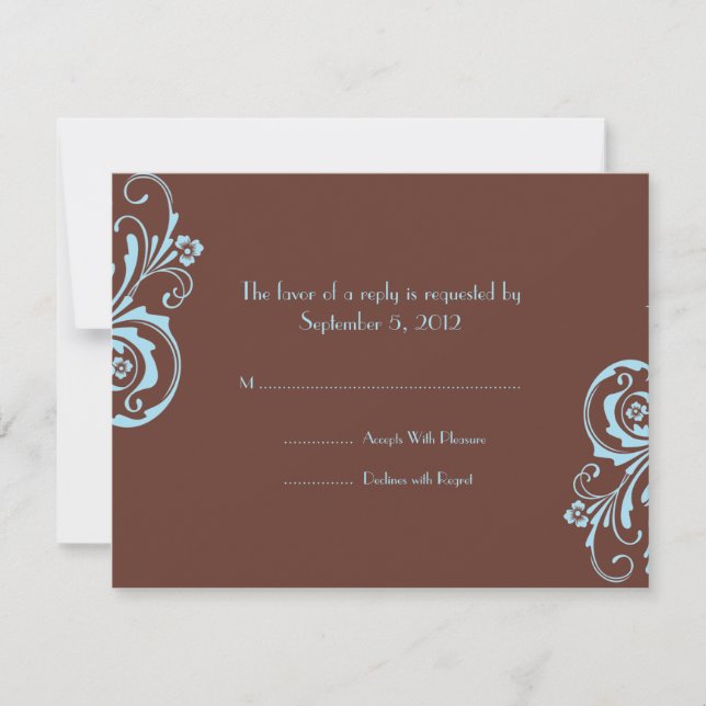 RSVP de Casamento Chic Turquoise e Brown (Frente)