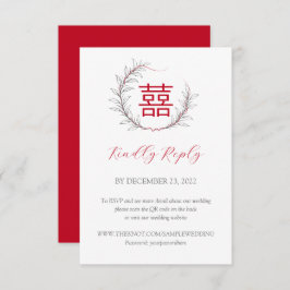 RSVP de Casamento Chinês Moderno com Código QR
