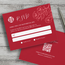 RSVP de Casamento Chinês Tradicional Floral Elegan