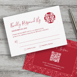 RSVP de Casamento Chinês Tradicional Floral Elegan