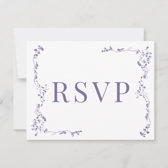 RSVP de Casamento Clássico de Folha Floral Elegant (Frente)