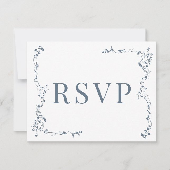 RSVP de Casamento Clássico de Folha Floral Elegant (Frente)