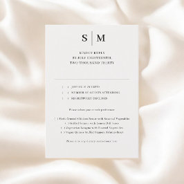 RSVP de Casamento Clássico do Monograma Beige