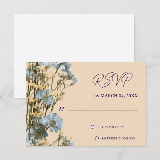 RSVP de casamento clássico elegante floral (Frente/Verso)