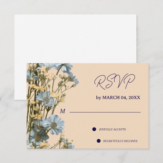 RSVP de casamento clássico elegante floral (Frente/Verso)