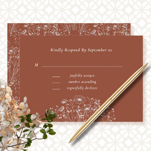 RSVP de Casamento Clássico Terracotta Botânico Mín