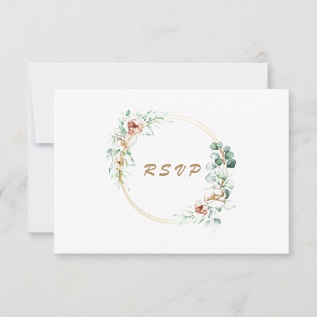 RSVP de casamento com aquarela de folhagem de Euca (Frente)