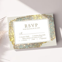RSVP de casamento com brilho holográfico iridescen