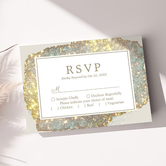 RSVP de casamento com brilho holográfico iridescen (Criador carregado)