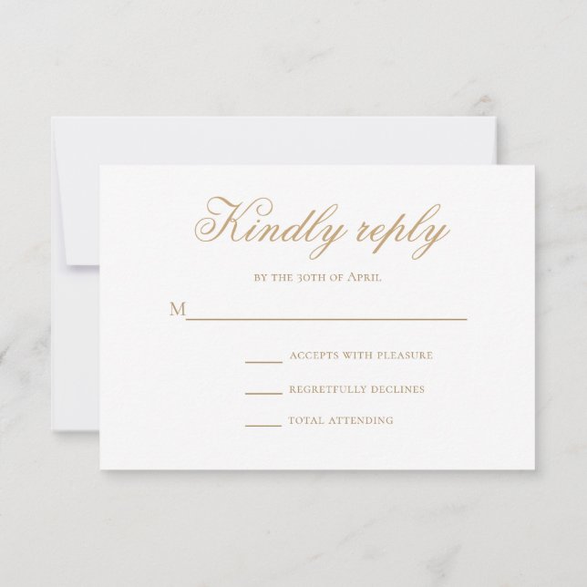 RSVP de Casamento com Caligrafia Dourada Minimalis (Verso)