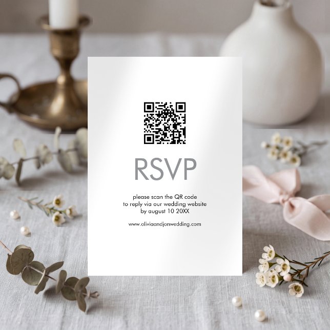RSVP de casamento com código QR minimalista (Criador carregado)