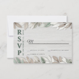 RSVP de casamento com folhas de aquarela rústica b