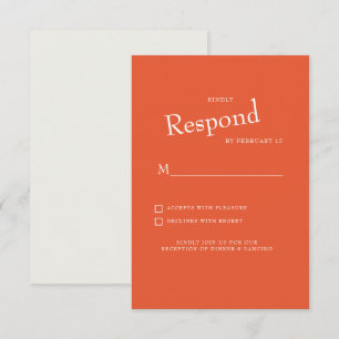 RSVP de casamento com fonte moderna laranja texto