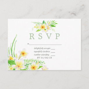 RSVP de casamento com Frangipani em Aquarela Exóti