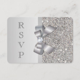RSVP de Casamento com Lantejoulas Prateadas em For