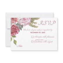 RSVP de Casamento com Rosas em Aquarela