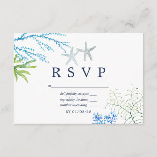RSVP de casamento com tema de algas marinhas em aq